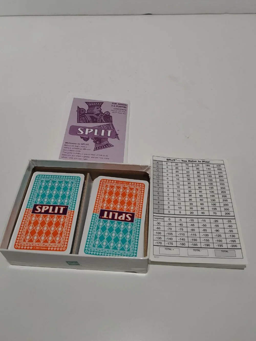Vintage 2001 Hasbro Parker Brothers SPLIT Card Game Complete 104 Cards 40731